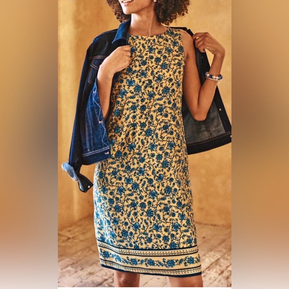 J Jill Love Linen Yellow Sleeveless Dress